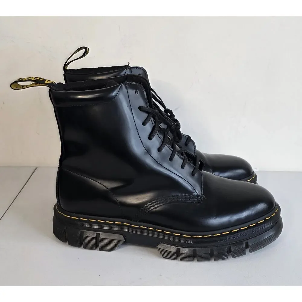 Dr. Martens Rikard Smooth Leather Platform Lace Up Boots Black Men's Size 12